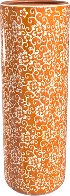 Red Lantern 24" White Flowers on Orange Umbrella Stand