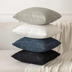 MIULEE Pack of 2 Corduroy Decorative Lumbar Throw Pillow Covers 20x12 Inch Soft Boho Striped Pillow Covers Modern Farmhouse Home Decor for Summer Coastal Sofa Living Room Couch Bed Blue