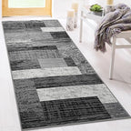 FlyDOIT Modern Geometric Patchwork Area Rug, 2x6 Grey Runner Rugs for Living Room, Rockwood Collection Indoor Rugs for Bedroom, Throw Carpet Floor Decor for Entryway Dining Room Office Nursery