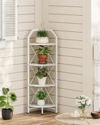 CHOEZON 4-Tier Corner Shelf, Industrial Corner Bookshelf, 47.6" Corner Storage Stand, Plant Stand Display Shelf, Corner Bookcase for Bedroom, Living Room, Home Office, White TCJ09WB