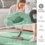 OLANLY 2x5 Machine Washable Runner Rugs for Hallway, Soft Fluffy Shaggy Bedside Rugs for Bedroom, Living Room, Indoor Floor Carpet for Kids Girls Boys, Nursery Rooms, Home Decor Aesthetic, Mint Green