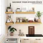 Venusmiles Floating Shelves for Wall, 40" W x 12" D x 2" H, 1 Pack of Long Wall Mounted Engineered Wood Shelves with Invisible Brackets for Living Room, Bedroom, Bathroom, Kitchen Decor, Oak