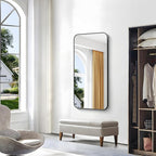BONEWEI 24x48 inch Bathroom Mirror,Black Rectangle Mirror,Wall Mounted Bathroom Frame Vanity Mirror with Round Corner for Bedroom Living Room, Entryway Hangs Horizontal or Vertical