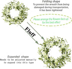 WreathDream 18'' Spring Wreath Summer Wreath for Front Door with Green Eucalyptus Leaves and White Cherry Blossoms for Home Outdoor Farmhouse Porch Wall Decoration, White Gift Box Included