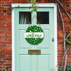 St Patricks Day Welcome Door Decoration for Home Welcome Shamrock Wreath Sign for Front Door St Patricks Day Outdoor Decorations Hanging Wooden Sign for Home Proch Spring Farmhouse 12x12 Inch