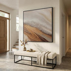 Extra Large Framed Neutral Abstract Wall Art for Living Room, Oversized Square Modern Canvas Prints Paintings, Beige and Earth Tone Pictures for Hallway Dining Bedroom Office Wall Decor 40x40 In