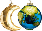 Joiedomi Hanging Ornament for Christmas Tree Decoration, Earth & Moon Blown Glass Ornaments for Xmas Gift Holiday Party Favor Decoration