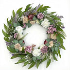 26 Inch Eucalyptus Wreaths with Roses, Hydrangeas, Lavender, Berries, Salal Leaves, Ferns, Dusty Miller, Green Summer Spring Wreaths for Front Door, Large Wreath for Porch Decor