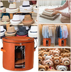 Suzile 4 Pcs Hat Boxes Oversized Round Cowboy Hat Storage Box for Women Men 19" x 17" Cowboy Large Felt Organizer Bag Baseball Cap Container with Dustproof Lid for Clothes Case Travel Gift(Red Brown)