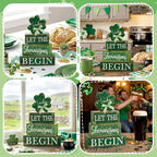 Lineshading 4 Pcs St Patricks Day Table Decorations Wooden Shamrocks St Patrick's Day Tiered Tray Decor Irish Centerpiece Green Lucky Shamrocks Block Signs for Saint Patty's Party Home Kitchen Decor