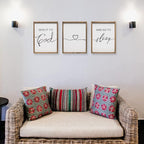 Set of 3 Framed Farmhouse Give it to God and Go to Sleep Signs 11x14” Above Bed Wall Decors for Bedroom Wood Signs (11x14 inches, Brown)