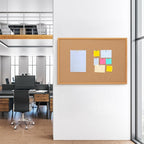 2 Pack Cork Board Bulletin Board 24 x 36, Wood Framed Corkboards for Wall Decor, Hanging Office Message Board, Large Wall Mounted Notice Pin Board with 30 Push Pins for School, Home & Office
