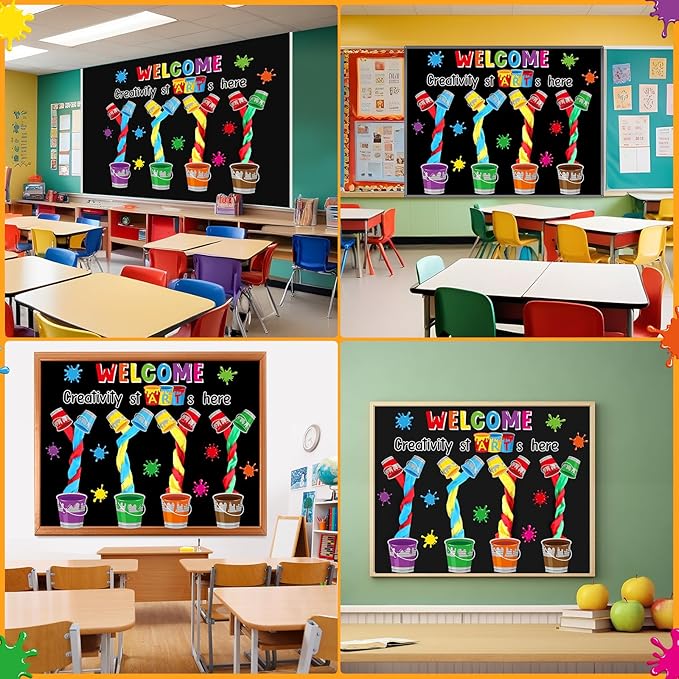 Epakh Painting Art Bulletin Board Set Painting Art DIY Classroom Decorations 3D Paper Cutouts for Back to School Preschool Elementary Summer Window Chalkboards Wall Door Decor