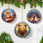 Brown Bear Stained Glass Ornament - Christmas Tree Decoration, Gift Exchange Present Idea