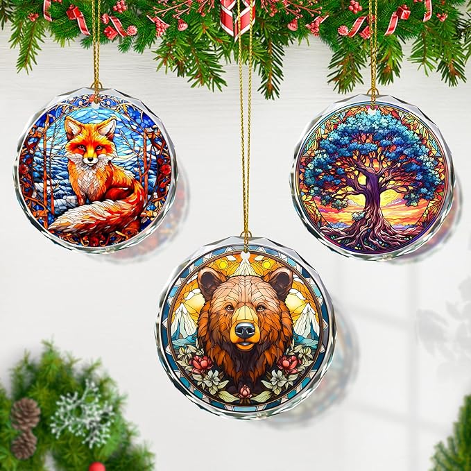 Brown Bear Stained Glass Ornament - Christmas Tree Decoration, Gift Exchange Present Idea