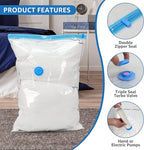 30 Pack Vacuum Storage Bags, Compression Storage Bags, Space Saver Bags for Comforters, Blankets, Pillows and Clothes Storage, Hand Pump Included (5 Jumbo/5 L/5 M/5 S/5 Roll M/5 Roll S)
