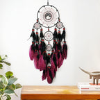 Large Dream Catchers, Boho Handmade Native Macrame Dream Catchers Wall Hanging for Bedroom Living Room Dorm Room Decor, Adults Wedding Party Decor, Festival Blessing Gift (Red & Black)