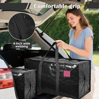 6 Pack Extra Large Heavy Duty Moving Bags with Reinforced Zipper & Wide Handles, Moisture-Resistant Storage Bins Packing Cubes for Clothes, College Dorm, Travel, and Home Organization, Black