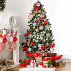Whaline 40Pcs White Glitter Snowflake Winter Snowflake Ornaments Christmas Hanging Decorations with 197 Inches Silver Rope for Wedding Birthday Home Xmas Tree Window Door Accessories
