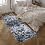 Washable Area Rug 3x10 Entryway Rug: Washable Modern Abstract Soft Thin Rug Indoor Floor No Slip Stain Resistant Carpet for Bedroom Dining Room Farmhouse Nursery Home Office - Black