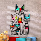 Wesiti Cat Wall Art Decor Metal Cat Wall Sculptures Room Decor for Cats Lover 10.6 x 15.7 Inches Colorful Mid Century Retro Wall Art for Home Living Room Bedroom Kitchen Office