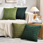 Fancy Homi 4 Packs Decorative Throw Pillow Covers for Living Room Couch Bed, Modern Farmhouse Boho Home Décor Accent Cushion Case, 14" x 14", Green Series