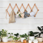 Wall Rack with 16 Hooks, Wooden Wall Expandable Coat Rack for Coat, Hats, Baseball Caps, Coffee Mug, Jewelry(Natural)