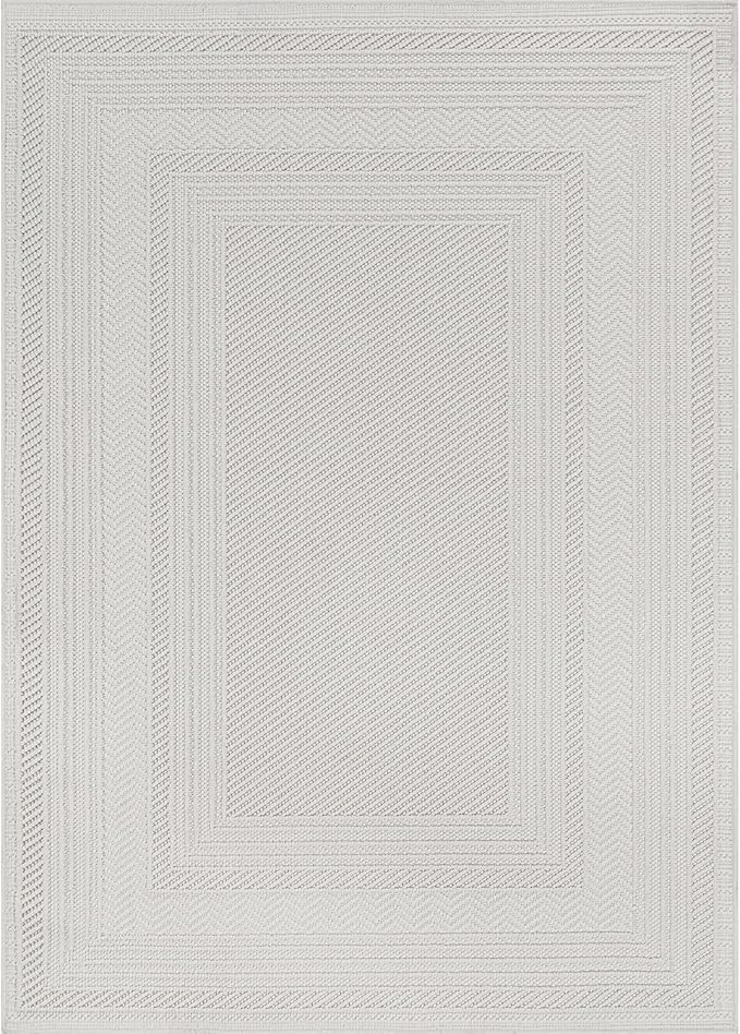 Micro Loop Indoor Rug White 9x12 Boho Geometric Neutral Area Rugs for Living Room Soft Luxury Modern Low and High Pile Durable Stain Resistant Non-Shedding Indoor Area Carpet 9 x 12