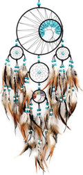 Dream Catchers,Large Dream Catcher for Bedroom Adult,Native American Boho Dreamcatcher Tree of Life Wall Decor with Turquoise Hanging Ornament Teen Dorm Room Decor Festival Gift (Brown)