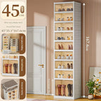 9 Tiers 18 Pairs Foldable Shoe Rack Organizer, Collapsible Shoes Storage Cabinet with Magnetic Doors, No Assembly, Stackable Tall Free Standing Shoe Rack for Closet, Entryway, Living Room