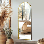 Delma Full Length Mirror, Large Floor Mirror for Wall, Bedroom, Bathroom, Living Room with Aluminium Frame (Stand, Arch 56x15-Gold)