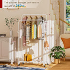 Clothes Garment Coat Rack Drying Clothing Racks Metal Freestanding for Hanging Clothes Portable Closet for Laundry Bedroom White