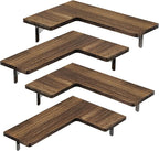 Amada HOMEFURNISHING Corner Floating Shelves, Set of 4 Corner Wall Shelves, Shelves for Wall Decor, Corner Wood Shelves for Home Decor, Office, Bedroom, Bathroom, Laundry Room, Kitchen, Brown