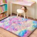 Small Area Rug, 2x3 Rainbow Rug for Bedroom Shaggy Throw Rugs for Girls Room, Soft Carpet for Kids Room, Plush Non-Slip Fluffy Bedside Rug for Living Room Nursery Dorm Home Decor