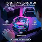 Kaforise Heavy K9 Crystal Ashtray for Cigarettes – Cool Color-Changing Glass Ash Tray for Outdoor Patio & Home Decor – Fancy Geometric Tabletop Accessories, Unique Luxury Gift for Men Smokers(03)