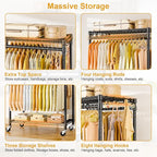 P5 Rolling Clothes Rack Heavy Duty, Clothing Racks for Hanging Clothes, Metal Garment Rack with Wheels, 3-Tier Portable Closet Rack 39.4'' W × 20.5'' D × 80.5'' H, Max Load 650 Lbs, Black
