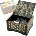 Pursuestar Black Wooden Wind Up Music Box - DemonSlayer Merch, Vintage Engraved Wood Mechanism Musical Gifts for Anime Fans Son Daughter Boys Christmas Birthday
