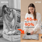 Vacuum Bags for Clothing with 55kPa Air Pump, 10 Pack Vacuum Seal Bags for Travel, Space Saver Bags for Luggage and Suitcases, Carry-on Size Compression Packing Bags