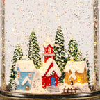 Christmas Snow Globe Candle with Timer & Music, Snowy Cabin Scene, Swirling Glittering Candle Shaped Snow Lantern, USB/Battery Operated Lighted Lantern for Christmas Decoration