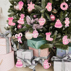 Pink Candy Ornaments for Christmas Tree Decorations, 12 PCS Soft PVC Candy Sweet Christmas Ornaments for Xmas Tree Party, Home, Office Decor