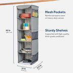 ZOBER Hanging Closet Organizer, 5-Shelf - Hanging Storage Organizer Shelves for Clothes, Towels, Toys - College Dorm Room, Nursery, & Home Closet (Pack of 2)