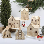 Thyle 6 Set Christmas Wooden House Kit for Craft DIY Christmas Village Unfinished Wooden Gingerbread House Make Your Own 3D Houses Xmas Painting Gift Craft Activity Creative DIY Art Decoration Project