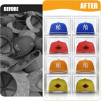 Hat Organizer Box, Stackable Clear Baseball Caps Holder Box Containers with Magnetic Door for Hats Snapback Cap Storag, Hat Rack Display Case, Holds 8 Hats Each (Clear, 2 Pack)