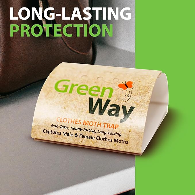 Greenway Clothing Moth Traps with Powerful Pheromone Lures for Effective, Odor-Free Closet Protection, Non-Toxic, Eco-Friendly & Long-Lasting Solution, 1 Packs (Includes 2 Traps & 2 Lures)