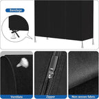 Zilink 50'' Garment Rack Cover Dustproof Clothes Rack Cover Breathable Garment Bags Protector Wardrobe Cover with 2 Durable Zippers for Garment Rack, Black, (Rack Not Included)
