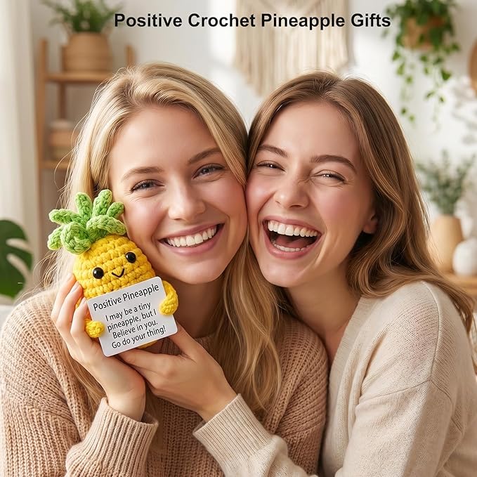 Funny Gifts, Emotional Positive Support Pineapple, Handmade Crochet Pineapple Knitted Doll Gifts for Women, Boys, Girls.