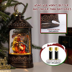 Snow Globe Lantern Nativity Scene, Glitter Lighted Christmas Nativity Snow Globe with Music,Musical Christmas Decorations USB and Battery Operated, Nativity Set Indoor Snow Globes