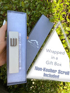 A&S Mezuzot Modern Concrete Mezuzah Case with Scroll, Easy Peel and Stick Mezuza (White+ Wood Shin, 5 Inches)