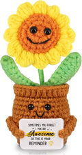 WenmthG Mini Positive Crochet Sunflower Doll - Funny Handmade Knitting Doll Birthday Emotional Inspirational Cheer Support Ideas Gifts for Women Girls Coworker Thank You Gifts