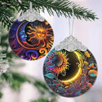 Sun and Moon Stained Glass Hanging Ornament - Christmas Tree Decoration Idea